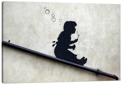 Bubble Girl Canvas Art Print - Similar to Banksy