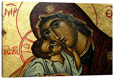 Christian Icon Virgin Mary Canvas Art Print - Child Portrait Art