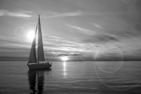 Lake Sunrises & Sunsets: Sailboat by Unknown Artist