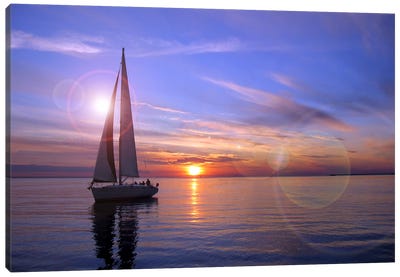 Sailboat Canvas Art Print - Sunrise & Sunset Art