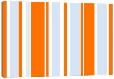 Grand Prix Baby Blue Orange Canvas Art Print - Striped Art