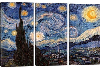 The Starry Night Canvas Art Print - 3-Piece Fine Art