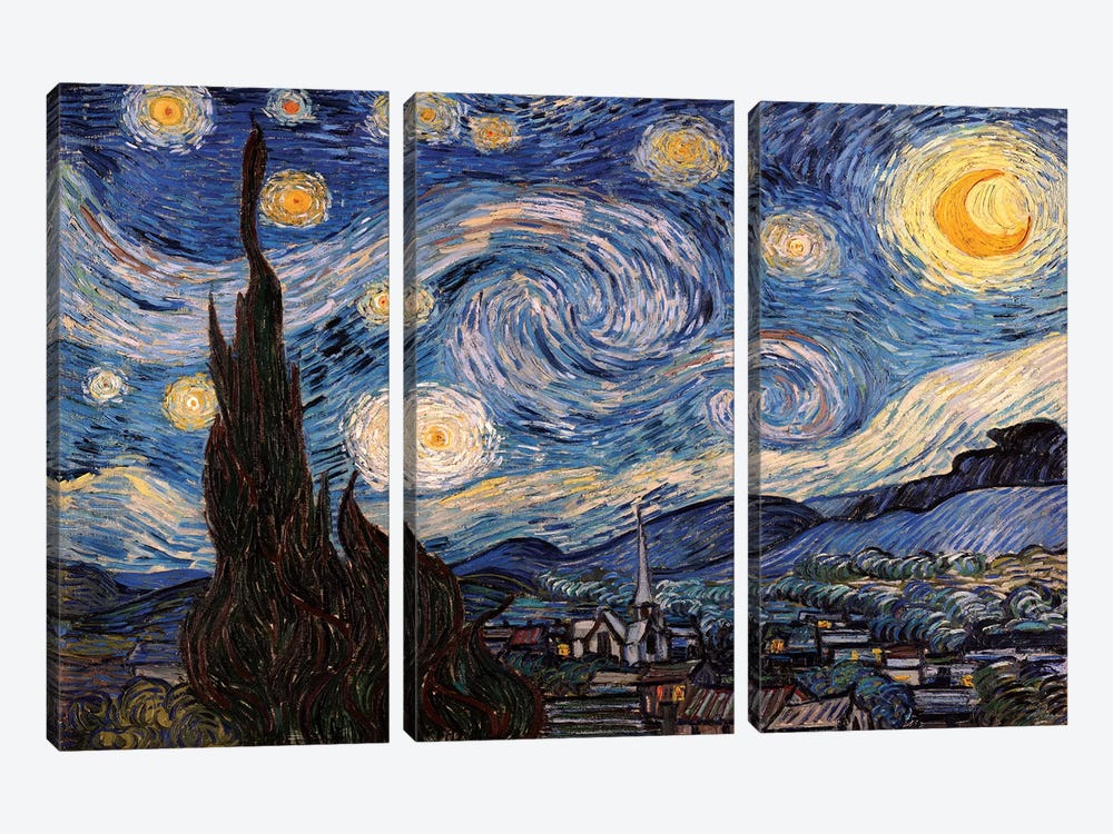 The Starry Night by Vincent van Gogh 3-piece Canvas Print