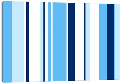 True Baby Blue Canvas Art Print - Striped Art