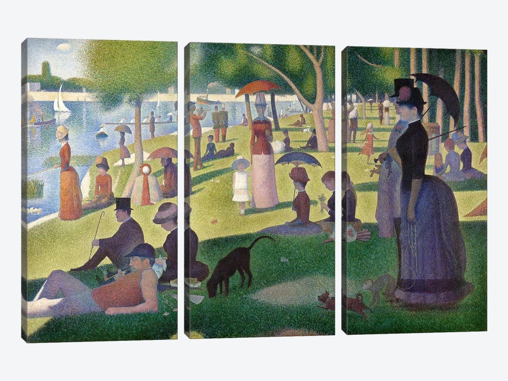Sunday Afternoon on the Island of La Grande Jatte by Georges Seurat 3-piece Canvas Art