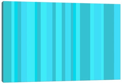 Aqua Torquise Cyan Canvas Art Print - Stripe Patterns