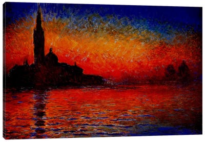 Sunset in Venice Canvas Art Print - Lake & Ocean Sunrise & Sunset Art