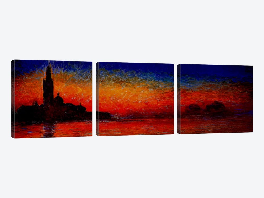 Sunset in Venice by Claude Monet 3-piece Canvas Art Print