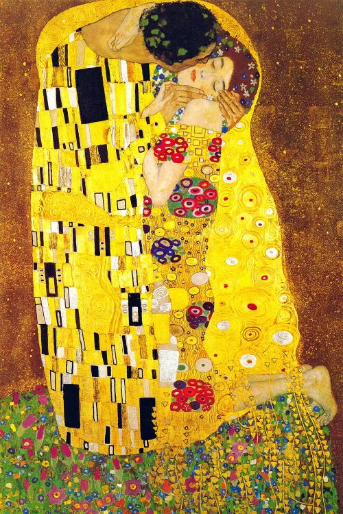 Original Painting Print on Canvas Gustav Klimt The Kiss Giclee Print 