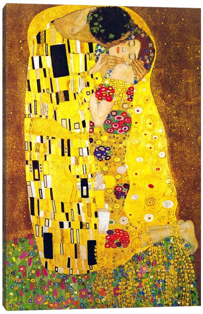 The Kiss Canvas Art Print - Yellow Art