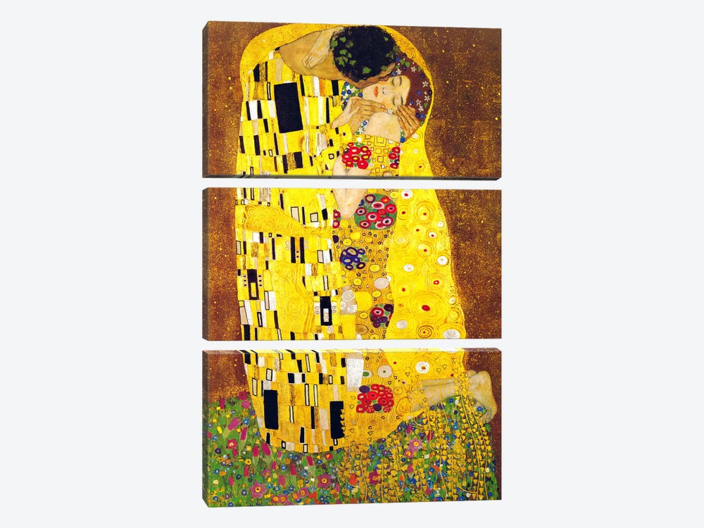 The Kiss by Gustav Klimt 3-piece Canvas Print