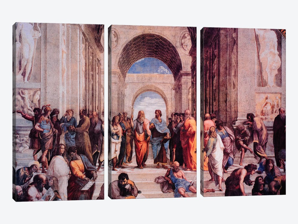 School of Athens by Raphael 3-piece Canvas Print