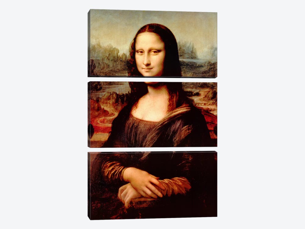 Mona Lisa by Leonardo da Vinci 3-piece Canvas Wall Art