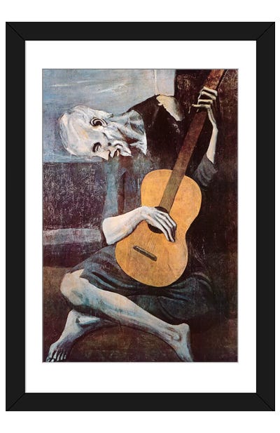 The Old Guitarist Paper Art Print - Best Selling Paper