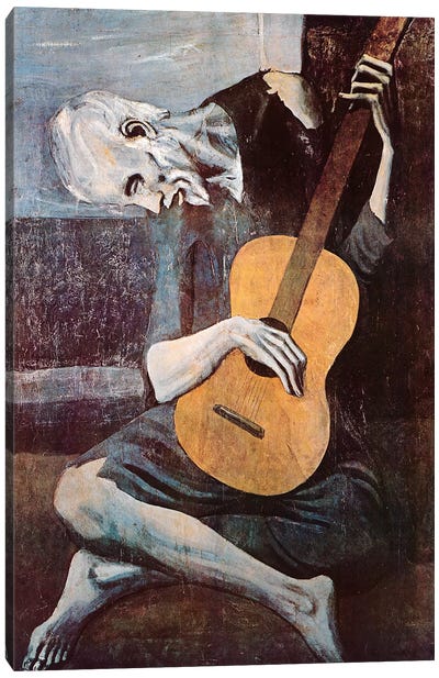 The Old Guitarist Canvas Art Print - Portrait Art