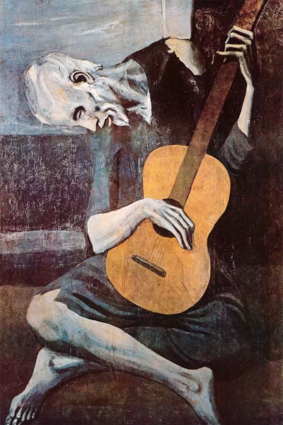 Large Art for Bedroom - Canvas Prints: The Old Guitarist by Pablo Picasso