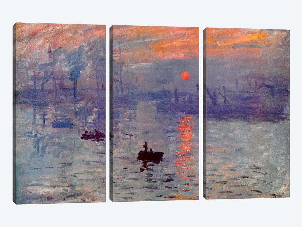 Sunrise Impression by Claude Monet 3-piece Canvas Artwork