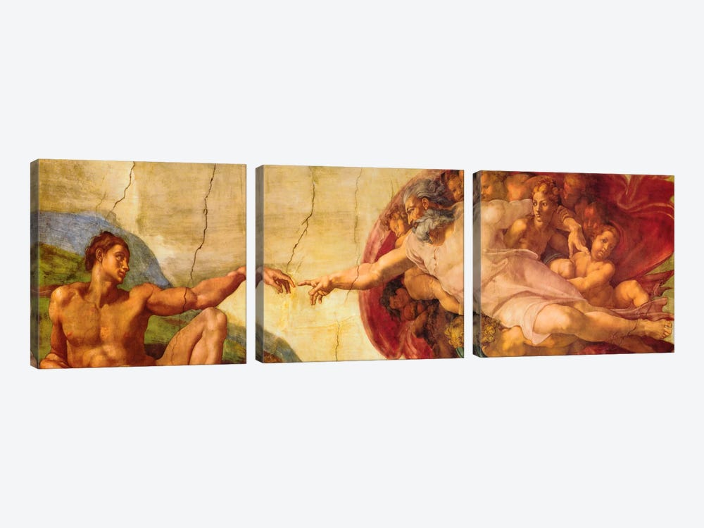 Creation of Adam by Michelangelo 3-piece Art Print
