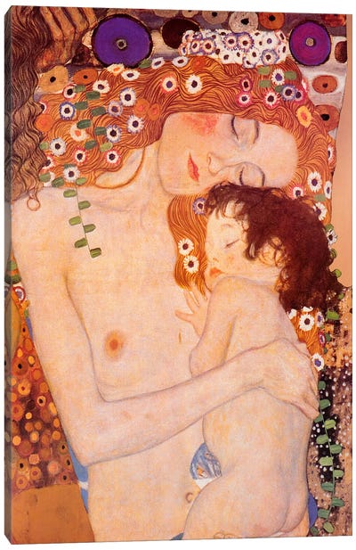 Mother And Child Canvas Art Print - Gustav Klimt