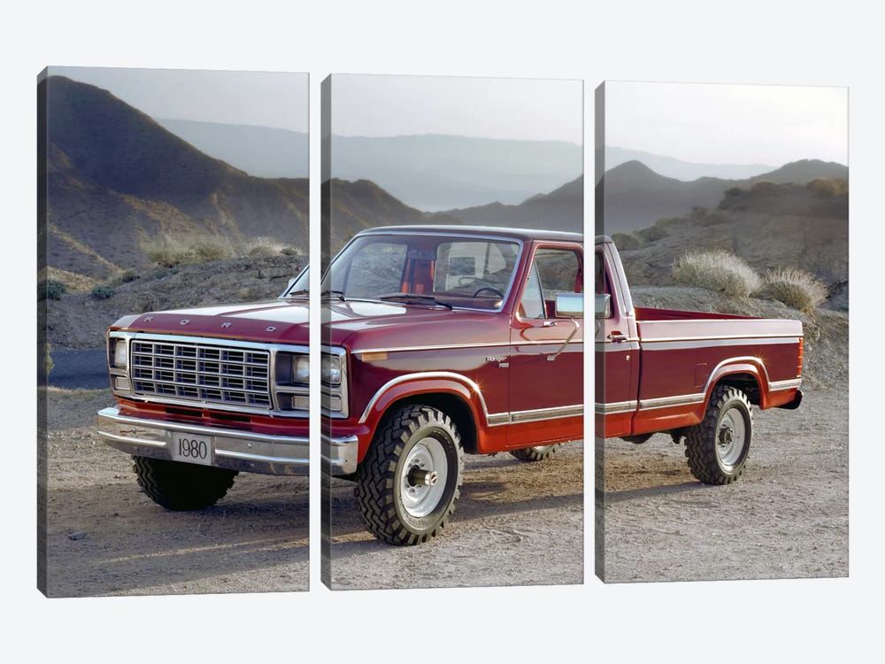 1980 Ford F-250 Ranger by Unknown Artist 3-piece Canvas Wall Art