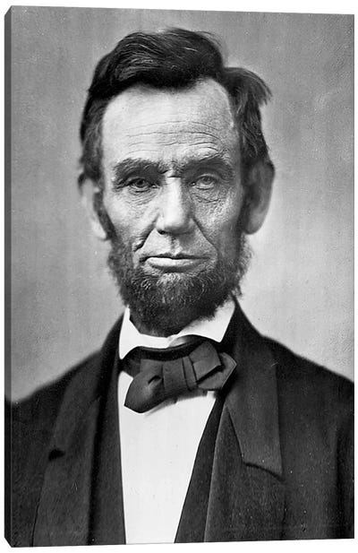 Abraham Lincoln Portrait Canvas Art Print - Black & White Art