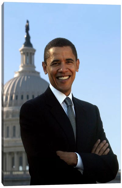 Barack Obama Portrait White House Canvas Art Print - Black History Month