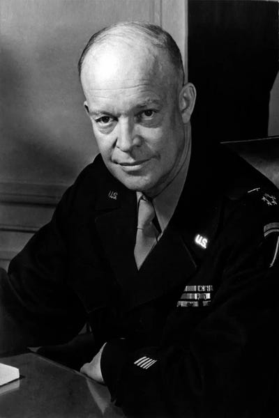 Black & White Pop Culture Art: Dwight D. Eisenhower Portrait by Unknown Artist