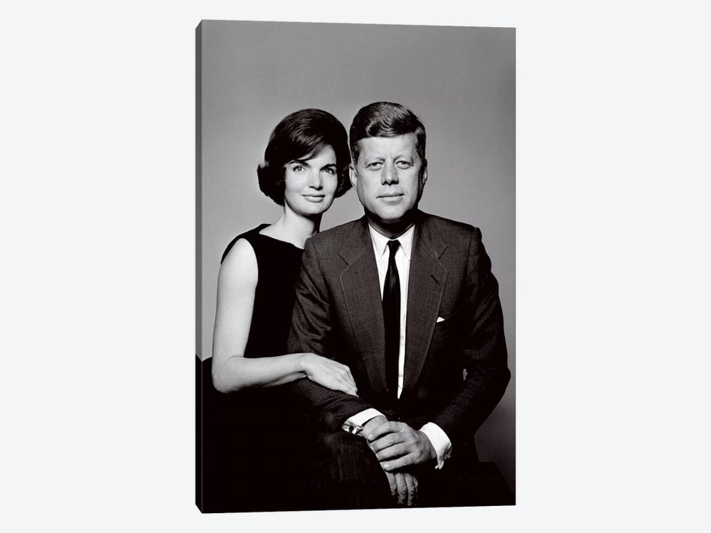 Canvas Jackie and John Kennedy Art print POSTER 