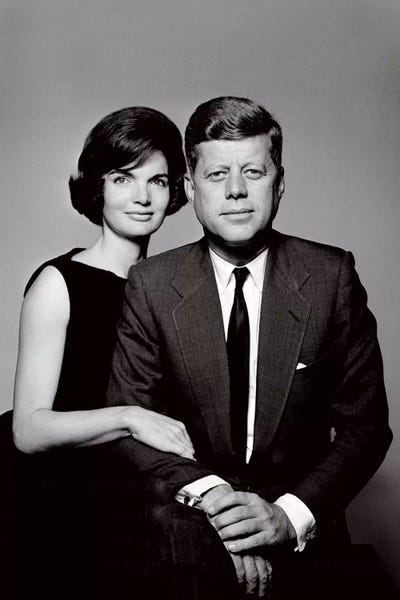 Black & White Pop Culture Art: John & Jackie Kennedy Portrait by Unknown Artist