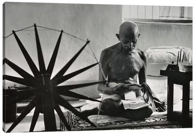 Mahatma Gandhi Canvas Art Print - Black & White Pop Culture Art