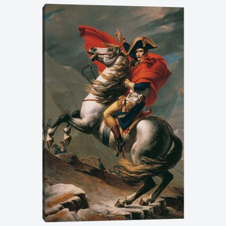 Napoleon Crossing The Alps Canvas Print #3649} by Jacques-Louis David Art Print