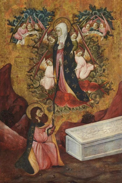 Saint Thomas Aquinas Receives The Sacred Belt From Virgin Mary by Unknown Artist canvas print