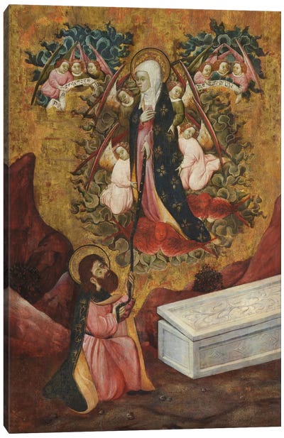 Saint Thomas Aquinas Receives The Sacred Belt From Virgin Mary Canvas Art Print - Religious Figure Art