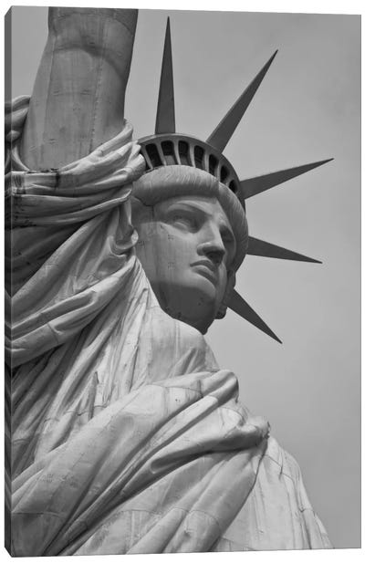 Statue of Liberty Black & White Canvas Art Print - Public Domain TEMP