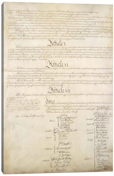 The Constitution Document Signatures Canvas Art Print - Historical Art