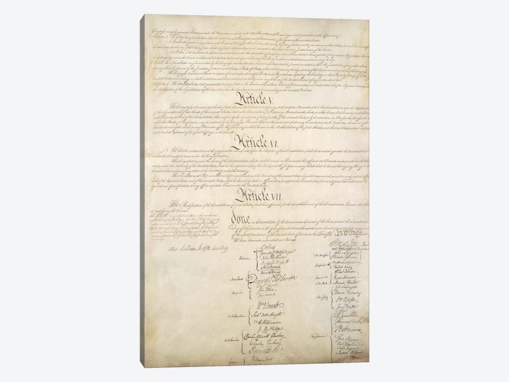 The Constitution Document Signatures by Unknown Artist 1-piece Canvas Artwork