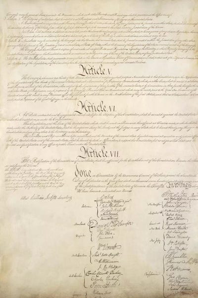 American Décor: The Constitution Document Signatures by Unknown Artist