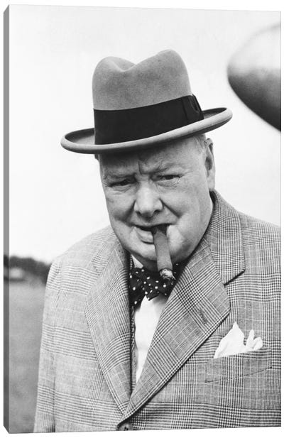 Winston Churchill Portrait Canvas Art Print - Vintage & Retro Photography