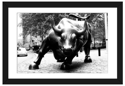 Wall Street Bull Black & White Paper Art Print - Best Selling Paper
