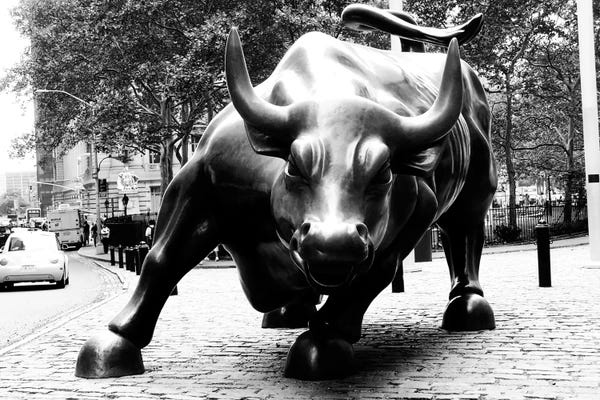 Office: Wall Street Bull Black & White by Unknown Artist