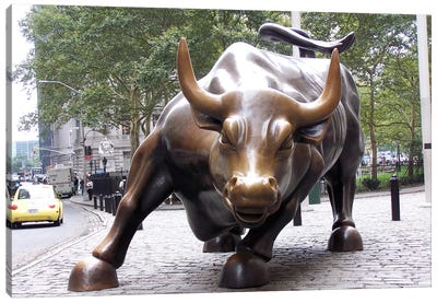 The Wall Street Bull Canvas Art Print - Sculpture & Statue Art