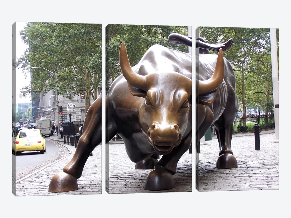The Wall Street Bull by Unknown Artist 3-piece Art Print