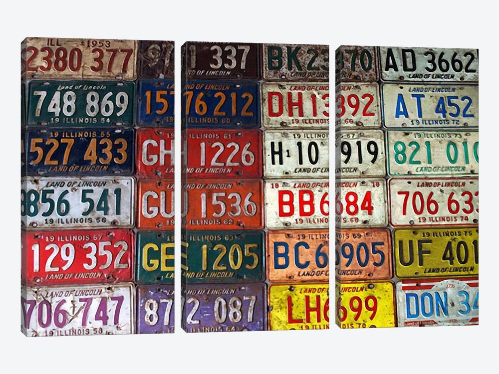 State License Plates by Unknown Artist 3-piece Art Print