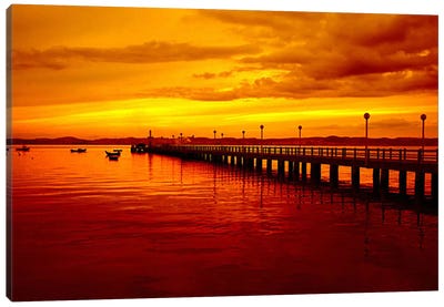 Sunset At The Pier Canvas Art Print - Unknown Artist