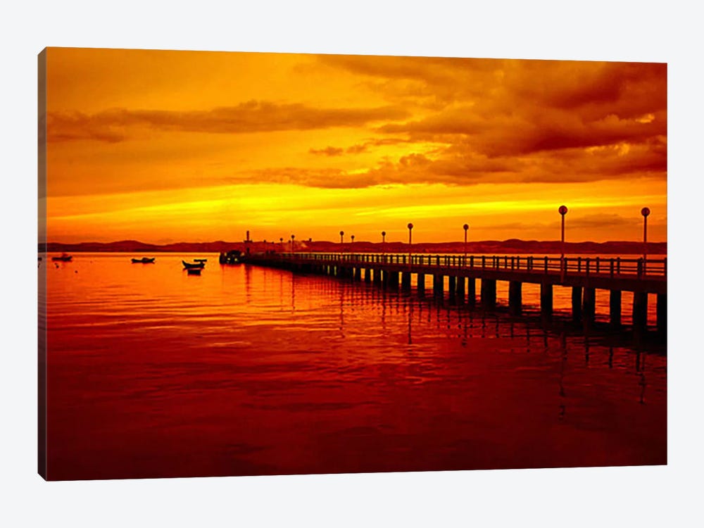 Sunset At The Pier by Unknown Artist 1-piece Canvas Wall Art