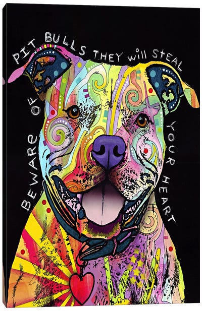 Beware of Pit Bulls Canvas Art Print - Mixed Media Art
