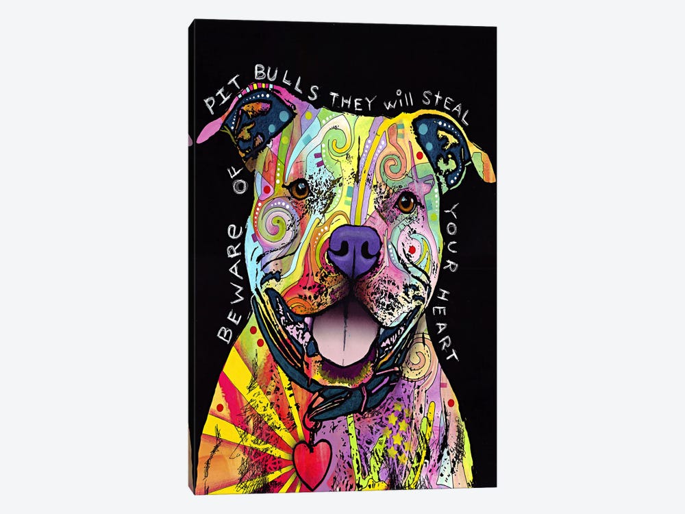 Beware of Pit Bulls by Dean Russo 1-piece Canvas Art Print