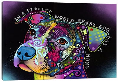 In a Perfect World Canvas Art Print - Pit Bull Art