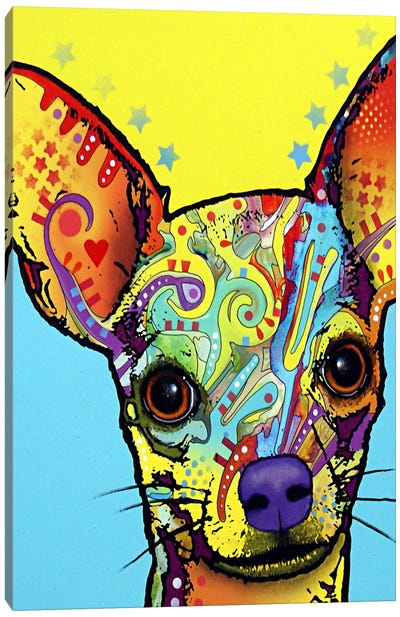 Chihuahua l Canvas Art Print - Blue & Yellow Art