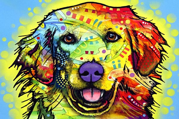 Golden Retrievers: Golden Retriever Glowing by Dean Russo